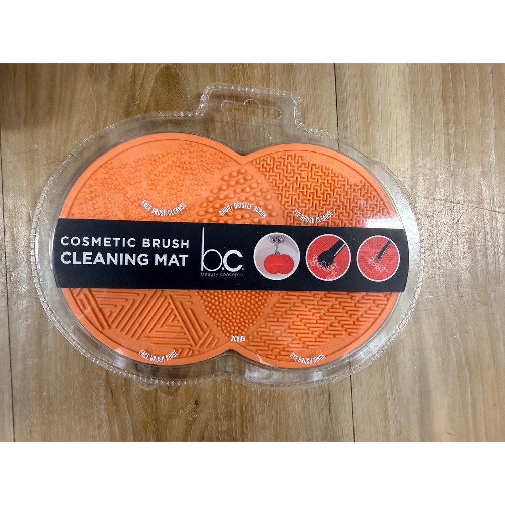 Beauty Concepts Cosmetic Brush Cleaning Mat Orange Silicone Multi Texture NWT